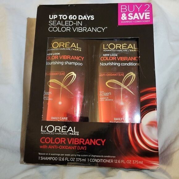 SET LOREAL SHAMPOO + CONDITIONER Color Vibrancy antioxidant UV Hair protection - Picture 3 of 4